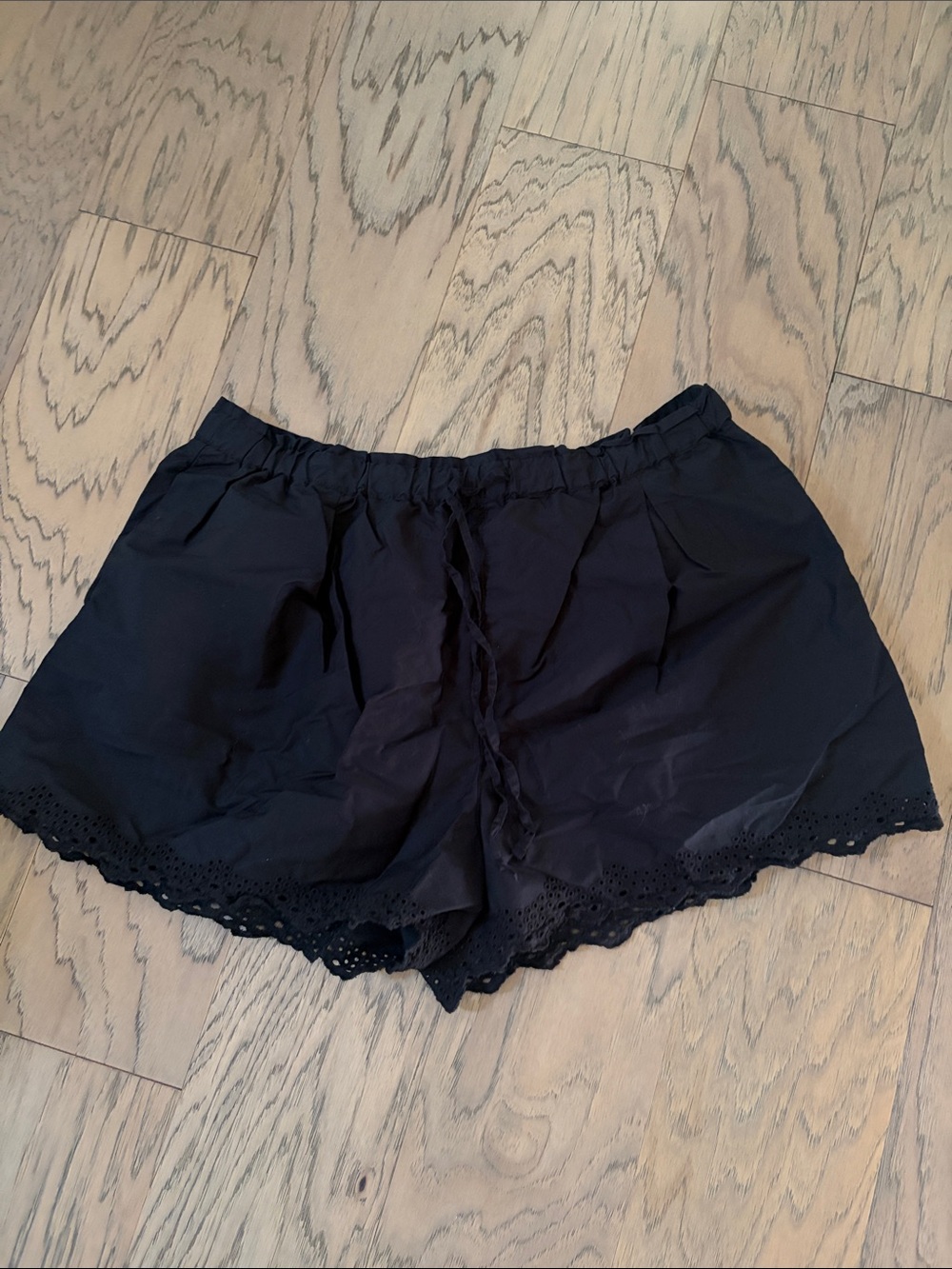 Time and True Black Eyelet Hem Short